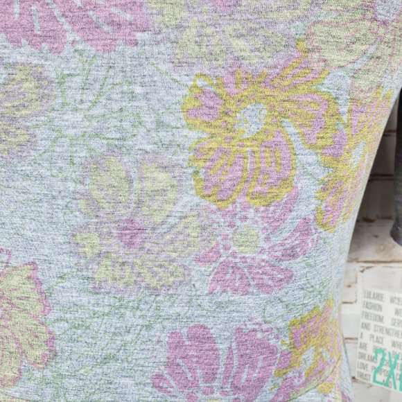 NWT LuLaRoe Size 2XL Heather Gray Pink Floral Nicole Fit & Flare Dress Stretch - Picture 3 of 11